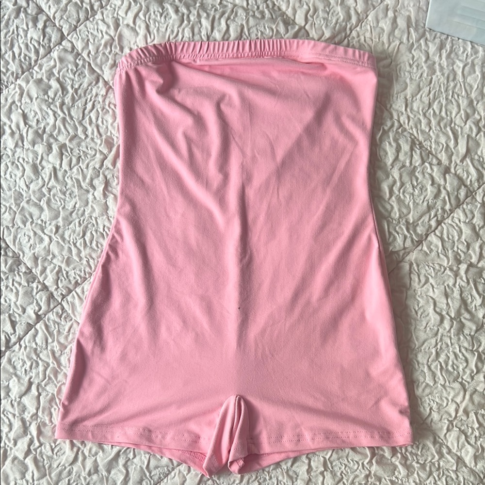 Pink Strapless Romper